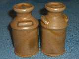 Frankoma Milk Can shakers glazed brown satin